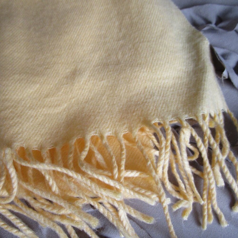 Solid Yellow Wool Scarf - image 2